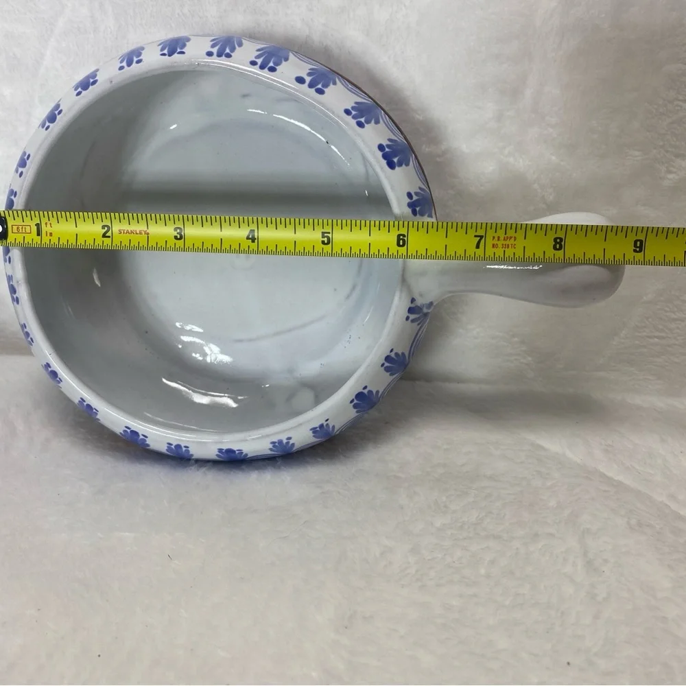 TLAL‎ MICH COLIN Mexican Pottery Hand Painted Cobalt Blue White Bean Bowl w/Lid